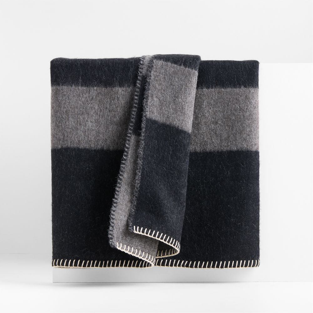 Blacksaw Mason 50"x70" Alpaca Black Throw Blanket