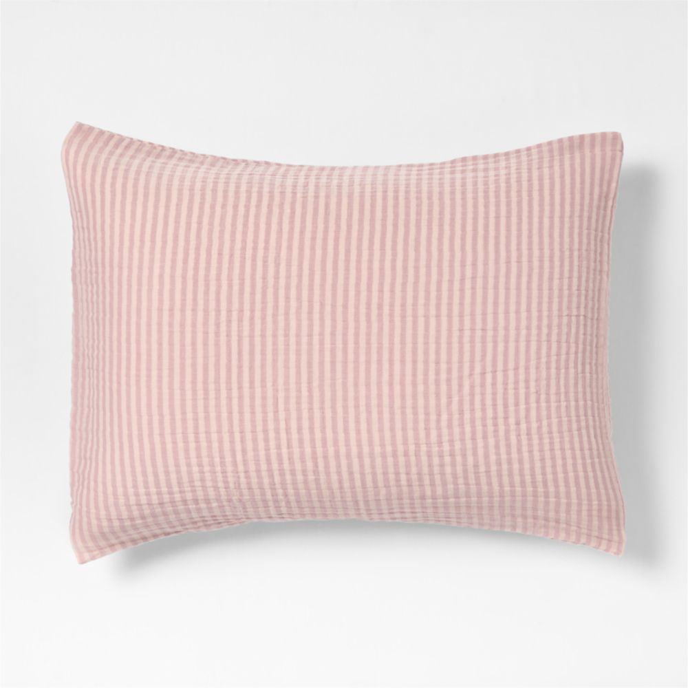 Supersoft Lilac Rose Striped Organic Cotton Gauze Kids Pillow Sham