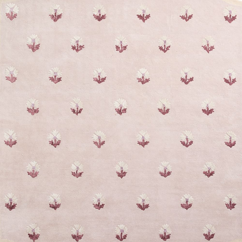Floral Reverie Lilac Rose Wool Kids Area Rug Swatch