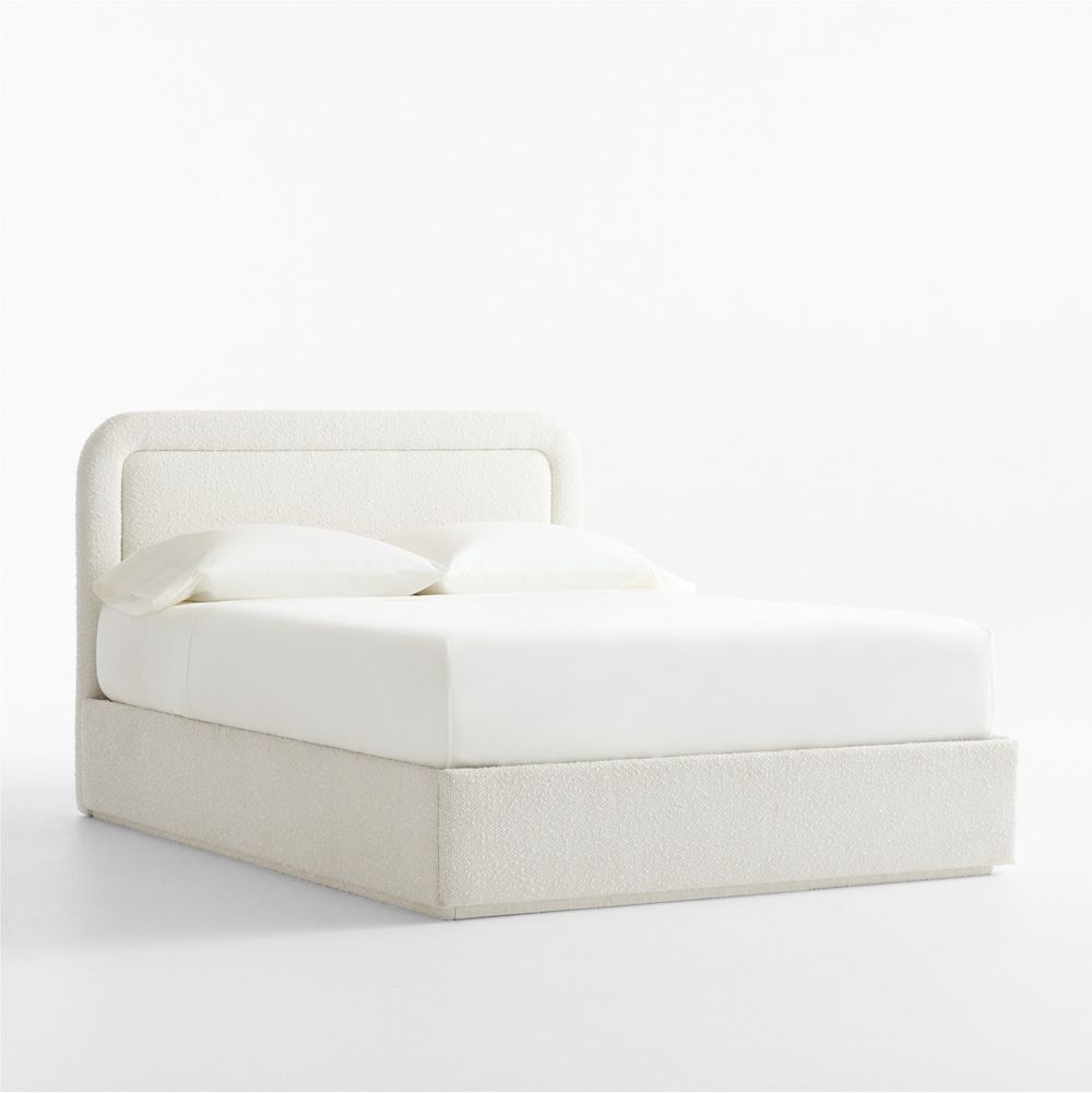 Mira Cream Performance Boucle Upholstered Kids Storage Bed