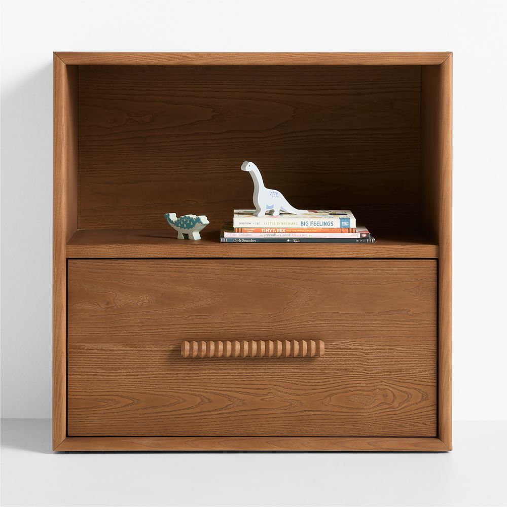 Jack 30" Hazelnut Ash Wood Modular Kids Bookcase with Drawer