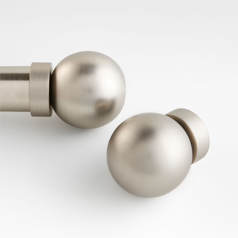 Large Brushed Nickel Round Curtain End Cap Finials, Set of 2