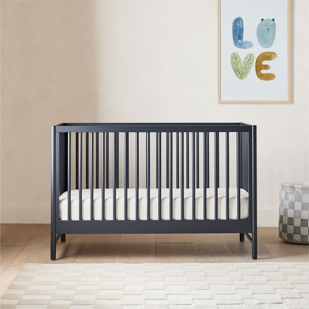 Classic Navy Blue Wood Convertible Crib