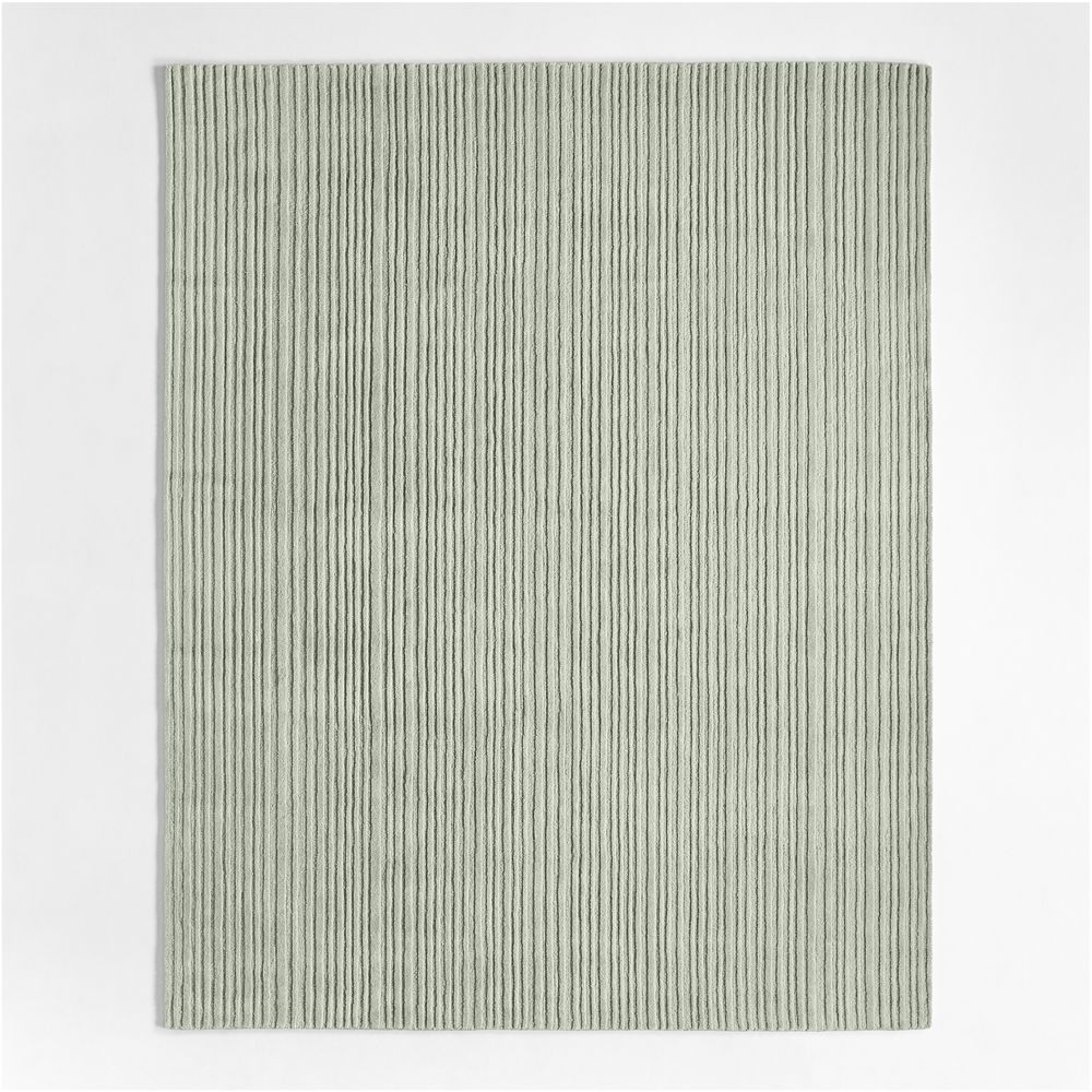 Paloma Textured Stripe Pine Green Kids Wool Area Rug