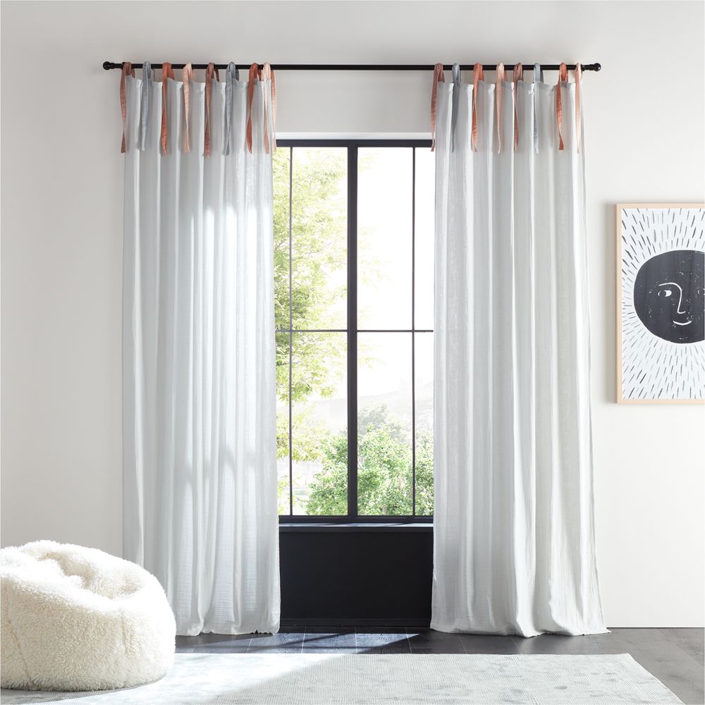 Blue Tie Organic Cotton Muslin Curtain Panel