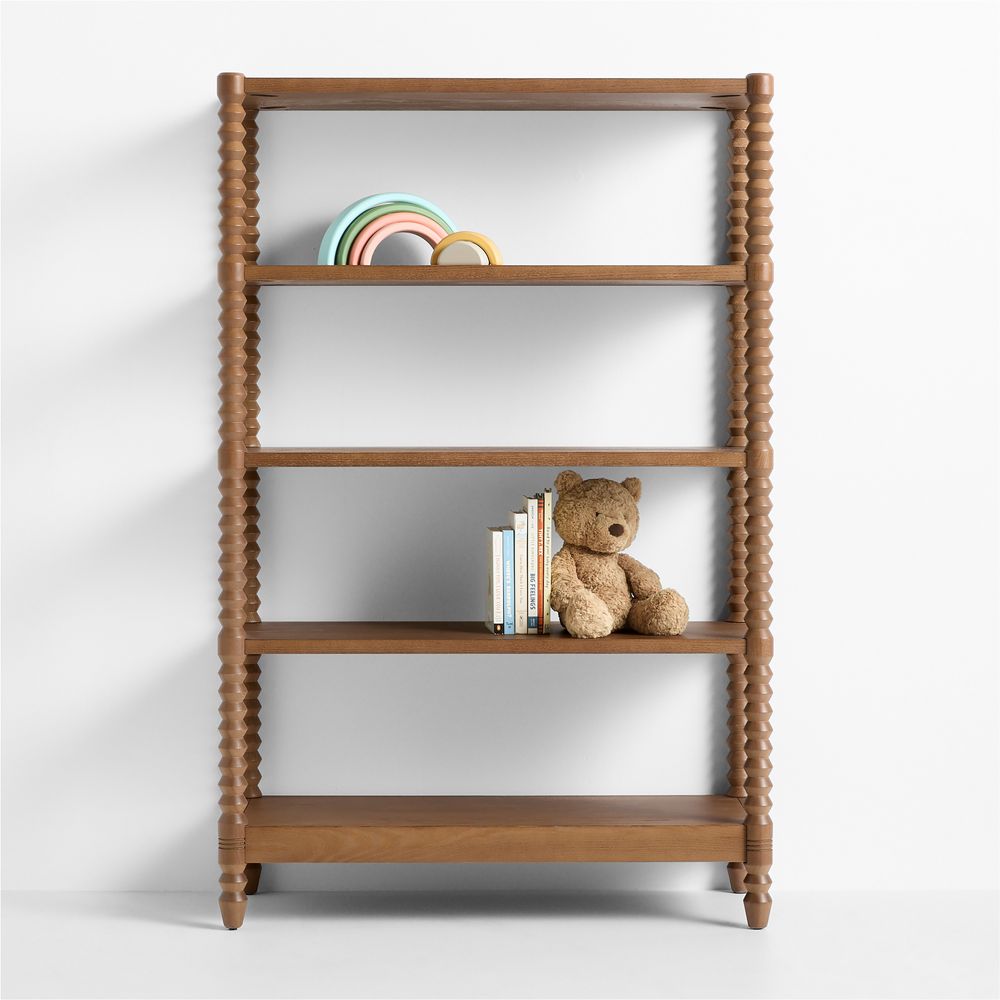 Jack 30" Hazelnut Ash Wood 4-Shelf Tall Kids Bookcase