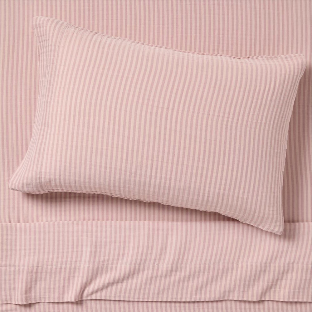 Supersoft Lilac Rose Striped Organic Cotton Gauze Kids Sheet Set