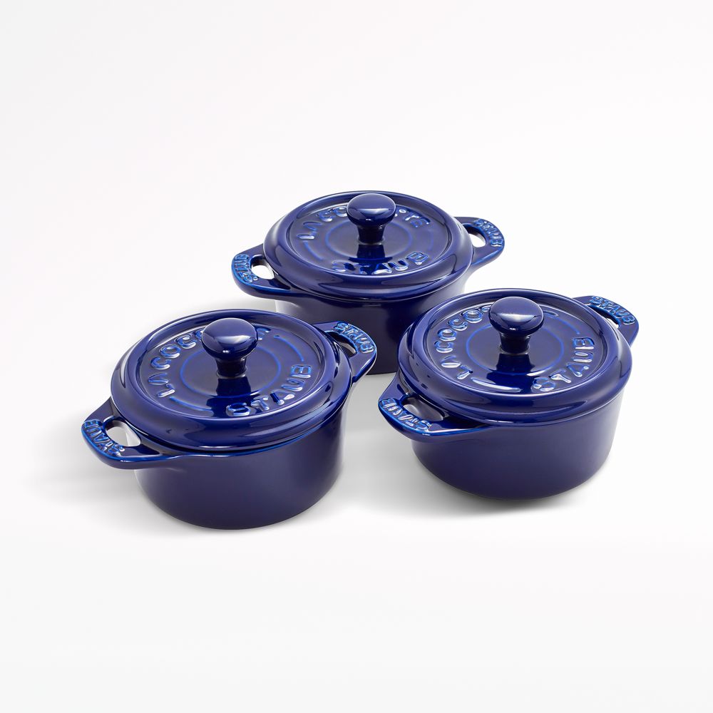 Staub Dark Blue Round Mini Cocottes, Set of 3