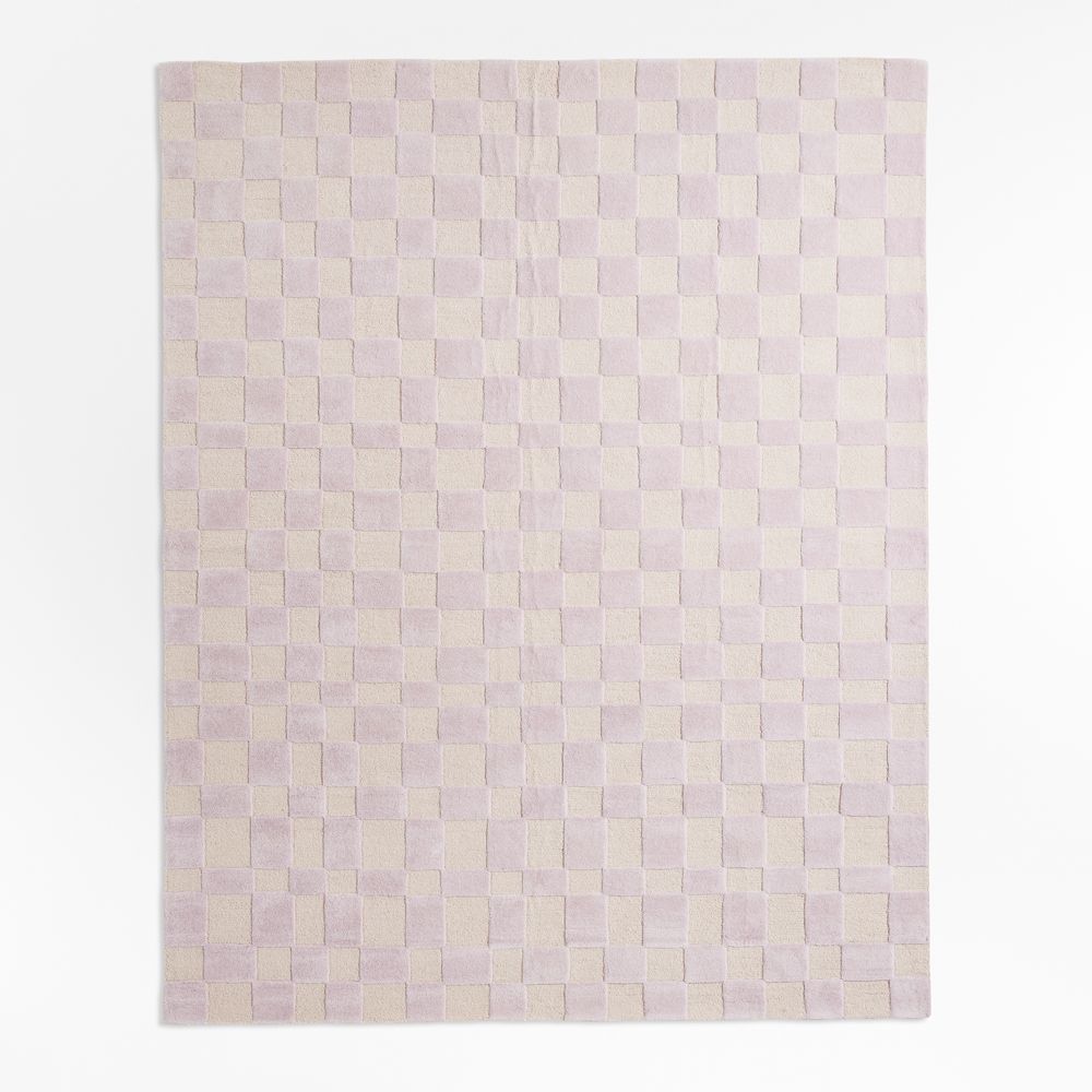 Imperfect Checkerboard Lilac Rose Wool Kids Area Rug