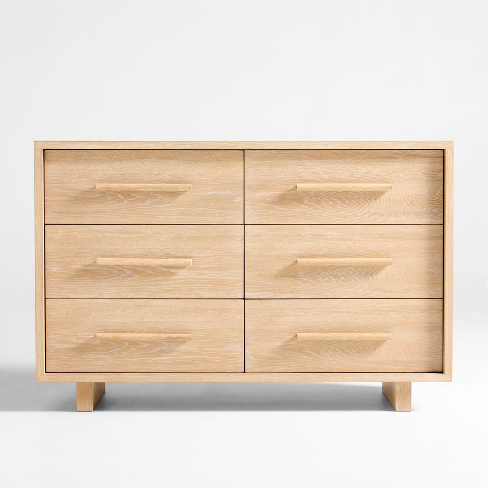 Grayson 52" Natural Oak Wood Wide 6-Drawer Kids Dresser