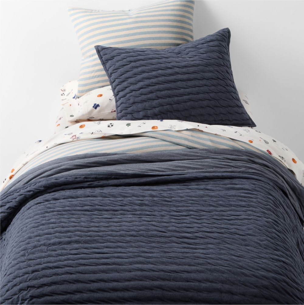 Comfy Tee Deep Indigo Matelasse Organic Cotton Jersey Kids Quilt