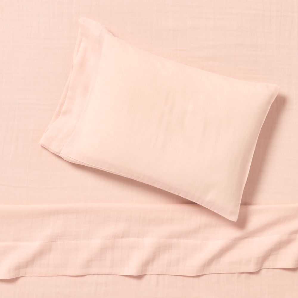 Supersoft Pale Pink Organic Cotton Gauze Toddler Sheet Set