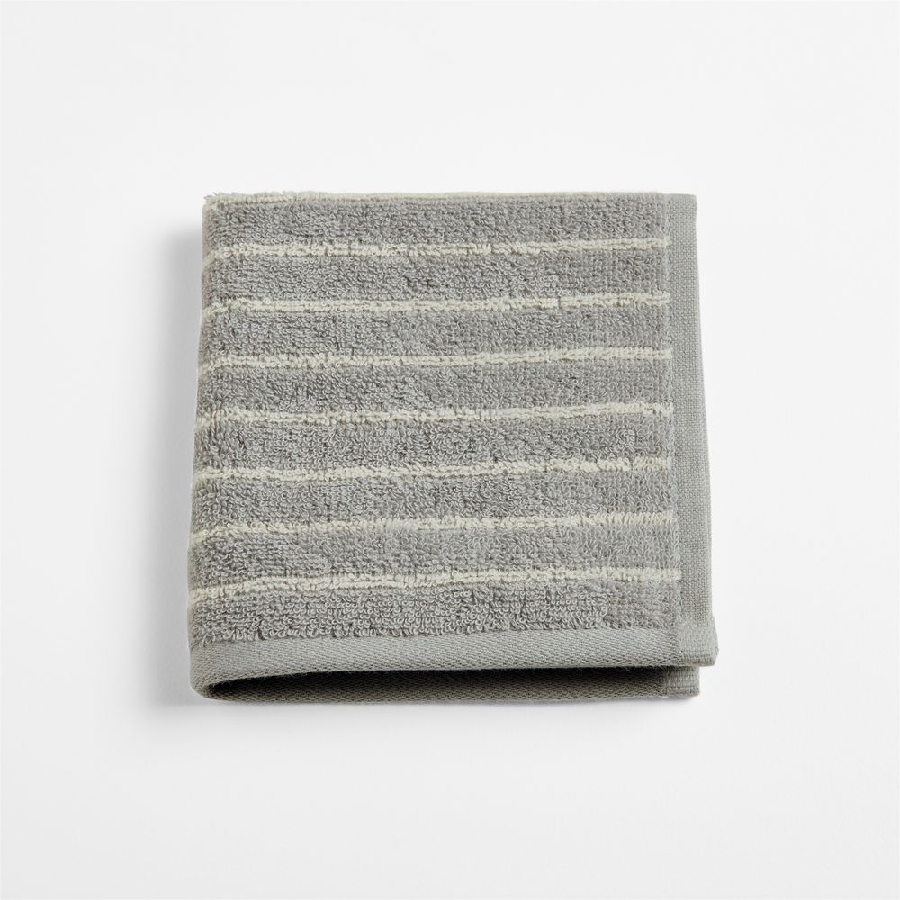Turkish Organic Cotton Breton Stripe Mist Blue Kids Washcloth