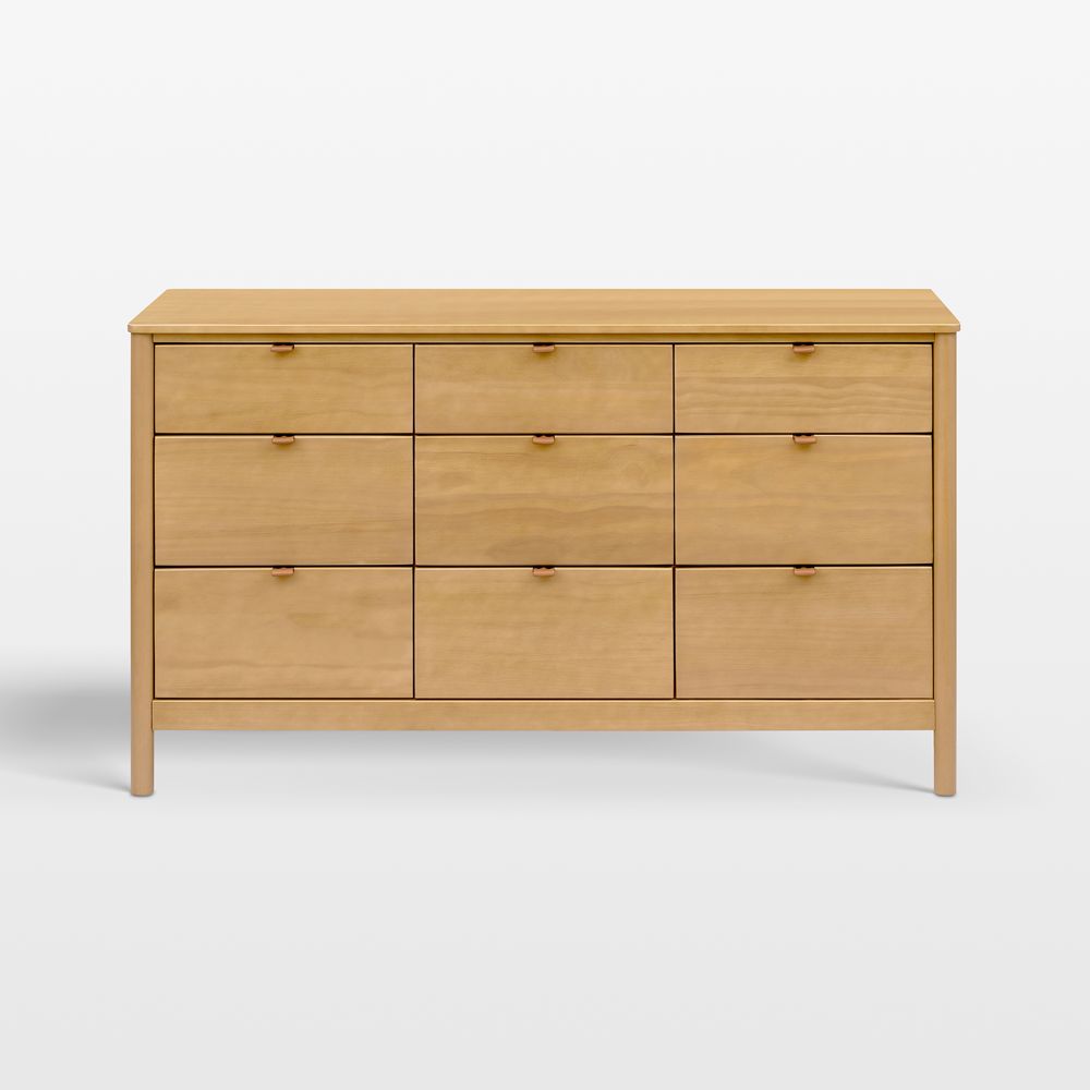Babyletto 61" Bondi Honey Wood Wide 9-Drawer Kids Dresser