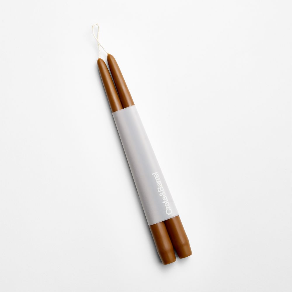 12" Ochre Dipped Tapers, Set of 2
