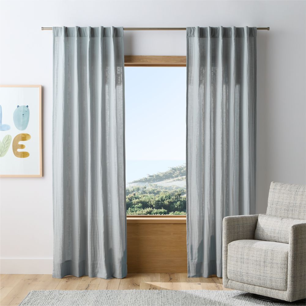 Supersoft Mist Blue Organic Cotton Kids Curtain Panel