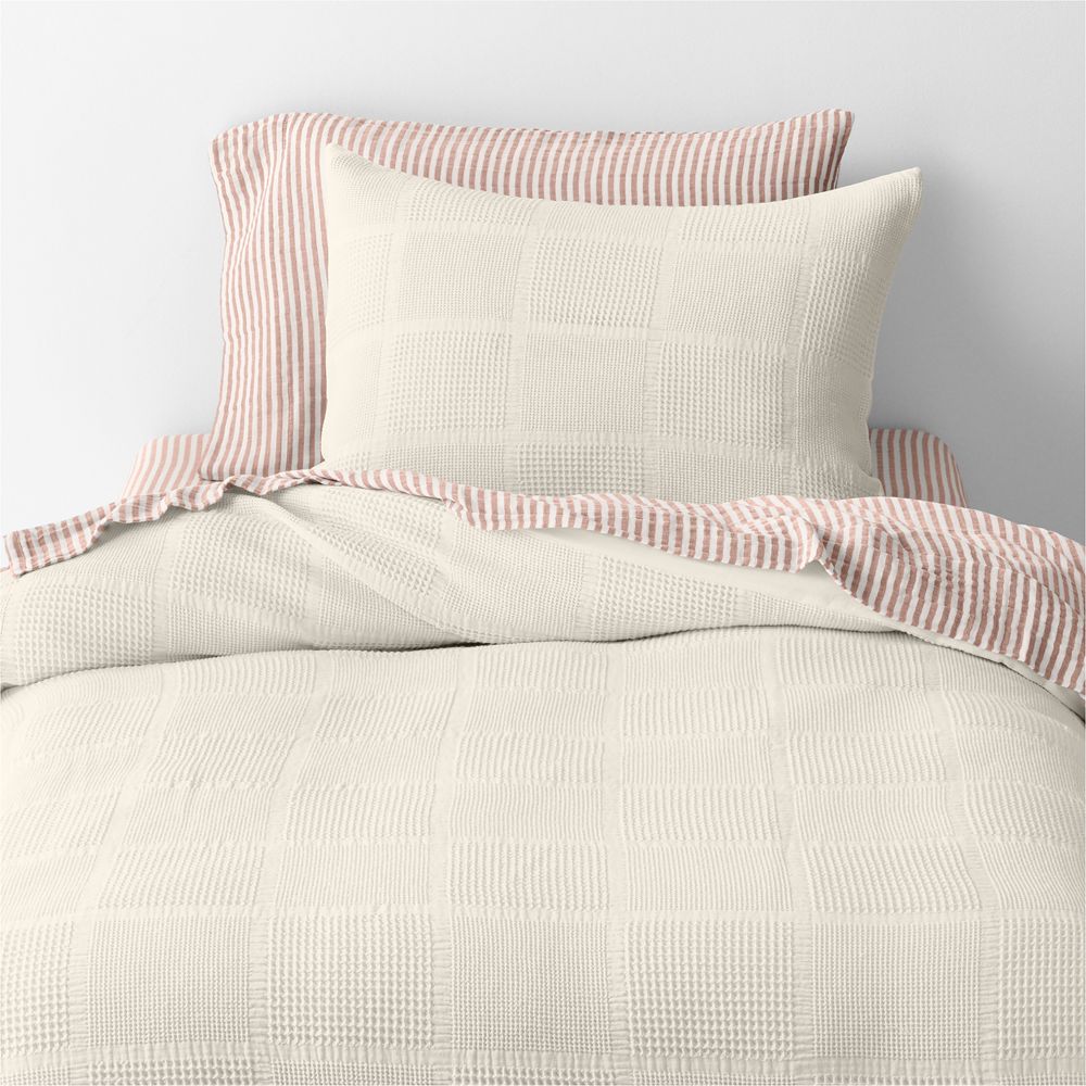 Scoop Arctic Ivory Checkered 100% Organic Cotton Kids Duvet Cover