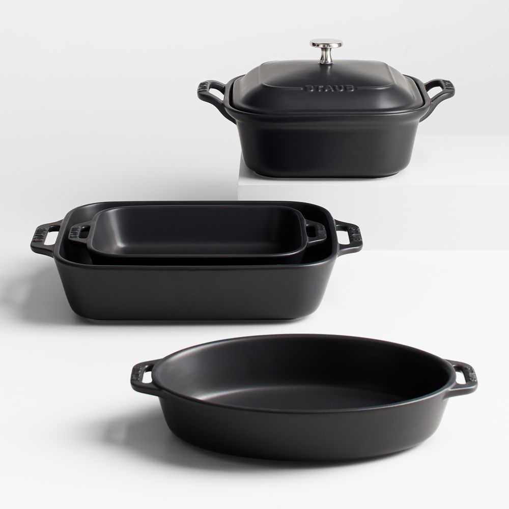 Staub Ceramics Matte Black 5-Piece Bakeware Set