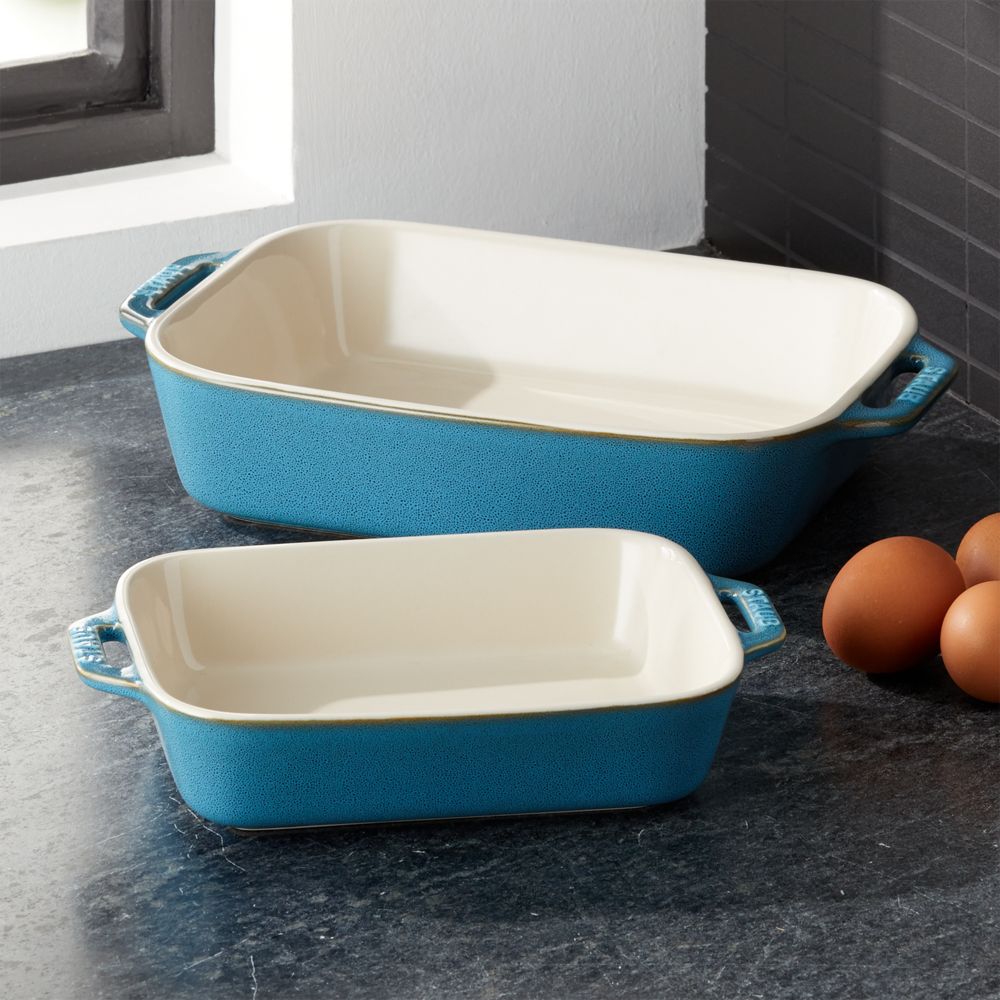 Staub Rustic Turquoise 2-Piece Rectangular Baker Set