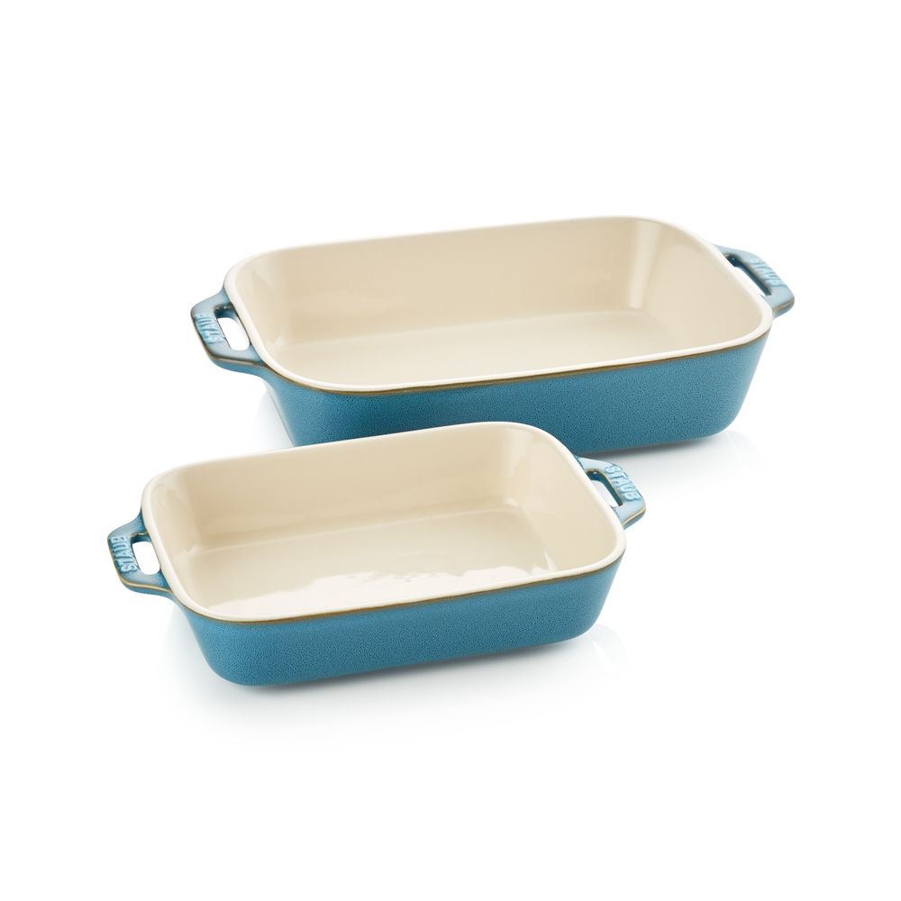 Alternative view of Staub Rustic Turquoise 2-Piece Rectangular Baker Set