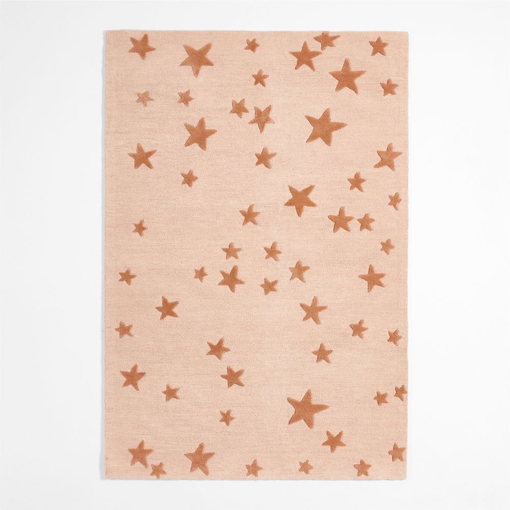 Modern Star Pink Wool Kids Area Rug