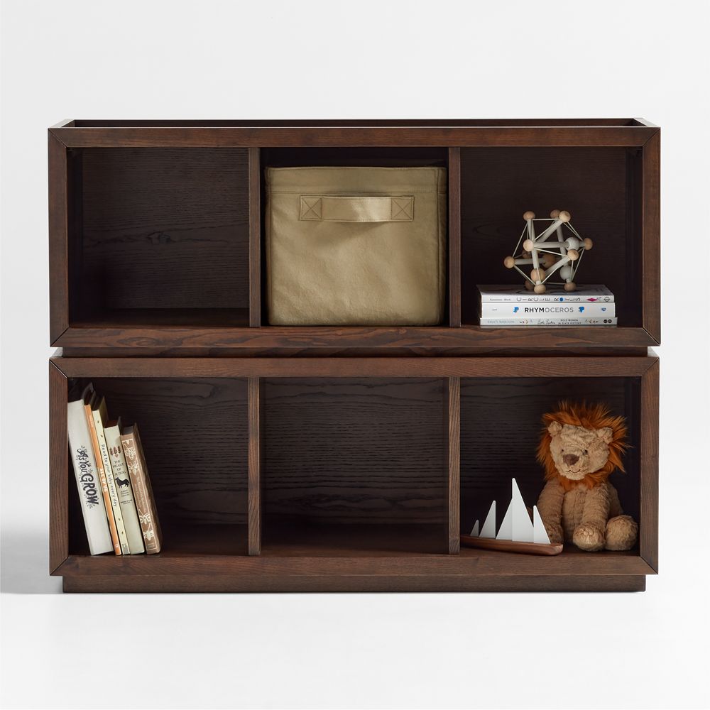 Cade 40" Set of 2 Deep Brown Wood Cube Stackable Bookcases