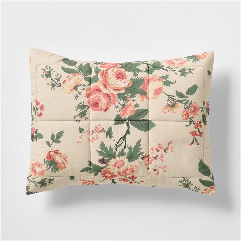 Rose Meadow Organic Cotton Kids Quilted Pillow Sham by Sharland England
