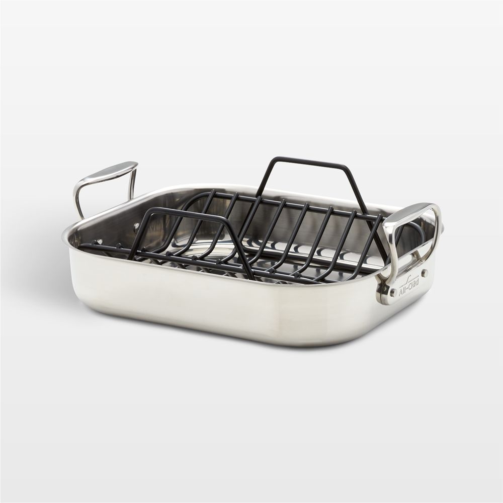 All-Clad Small 14"x11" Stainless Steel Roasting Pan with Rack