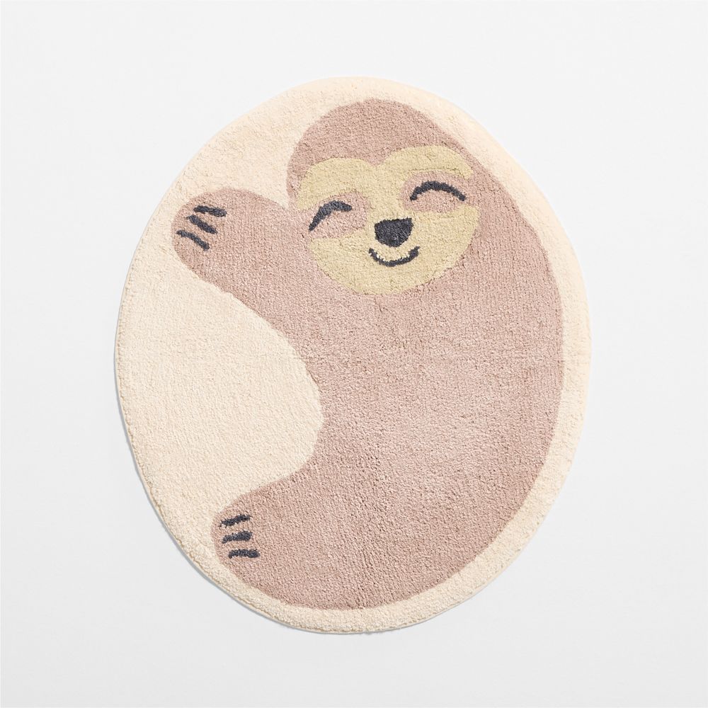 Sloth Purple Organic Cotton Kids Bath Mat
