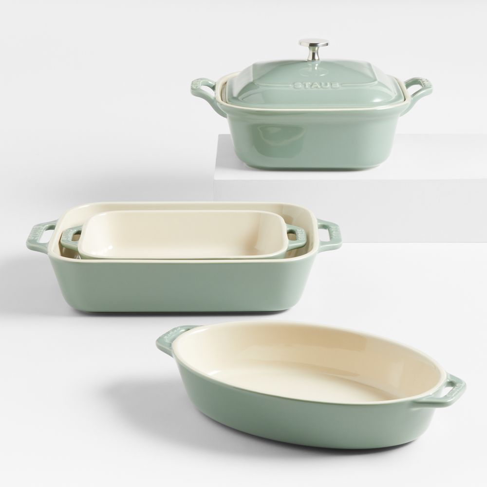 Staub 5-Piece Eucalyptus Green Ceramic Baking Dish Set
