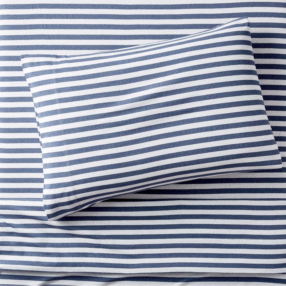 Comfy Tee Navy Blue Stripe Organic Cotton Jersey Kids Sheet Set