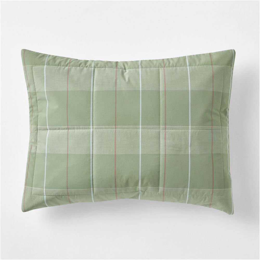 Heritage Plaid Organic Cotton Kids Quilted Pillow Sham by Sharland England
