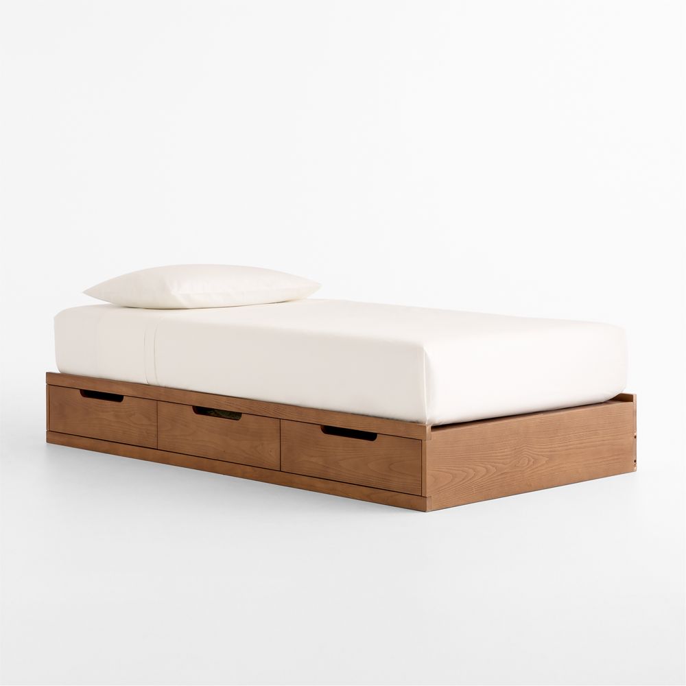 Bridgeman Hazelnut Wood Twin Kids Storage Trundle Bed