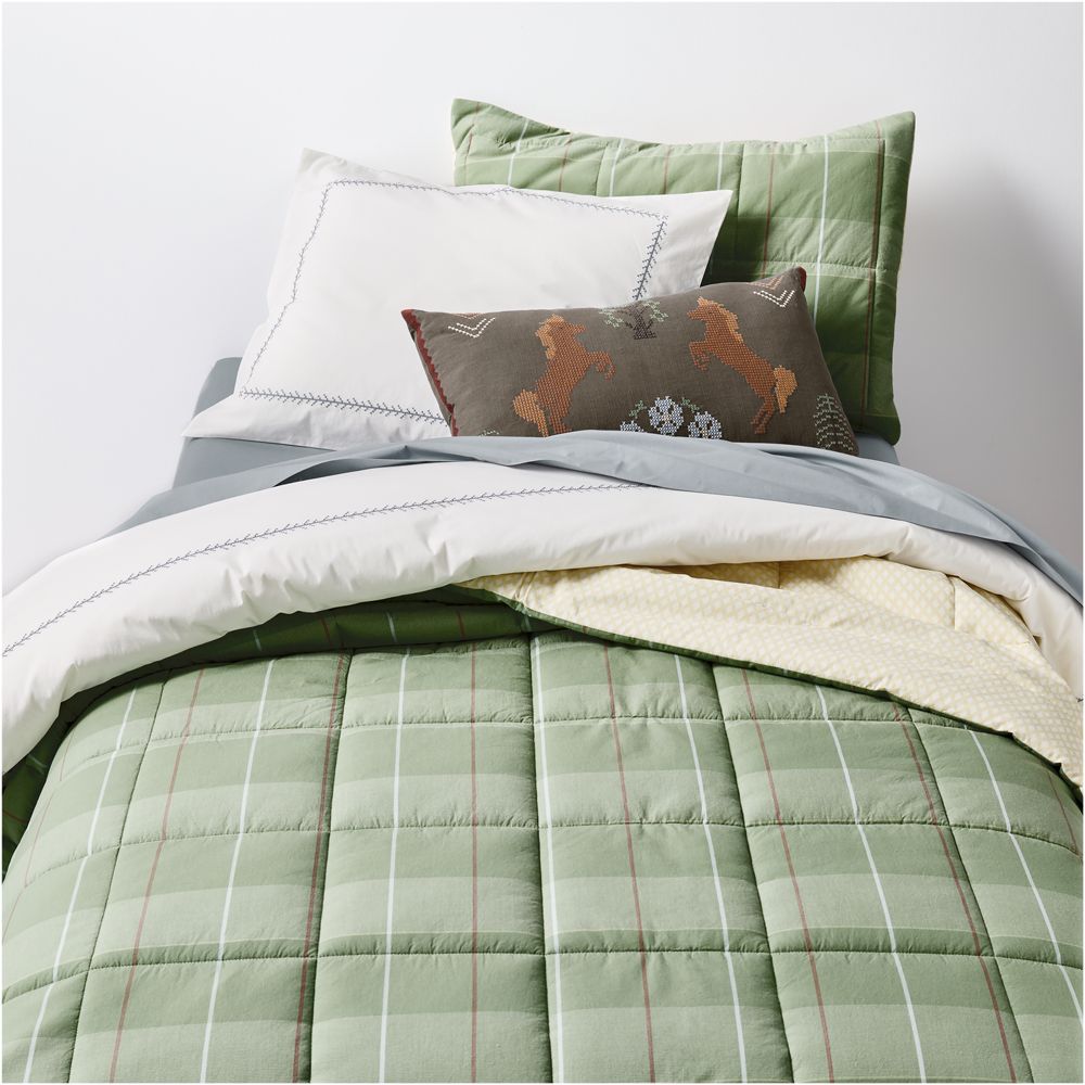 Heritage Plaid Organic Cotton Kids Full/Queen Quilted Comforter by Sharland England