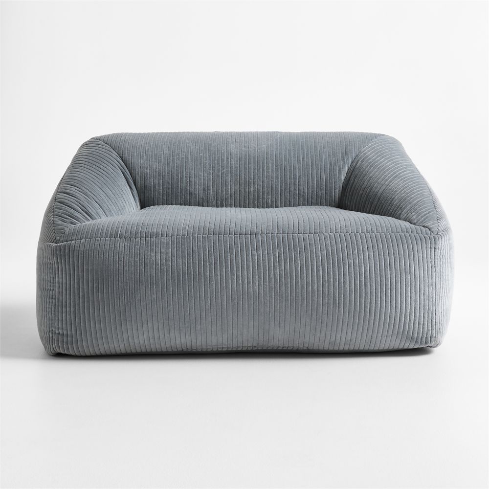 Charlie Smoke Blue Organic Cotton Velvet Corduroy Kids Double Lounge Chair