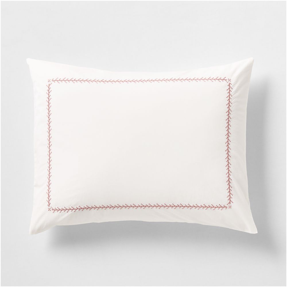 Evelyn Cozy Cloud Pampas Ivory and Rose Cross Stitch Kids Pillow Sham By Sharland England
