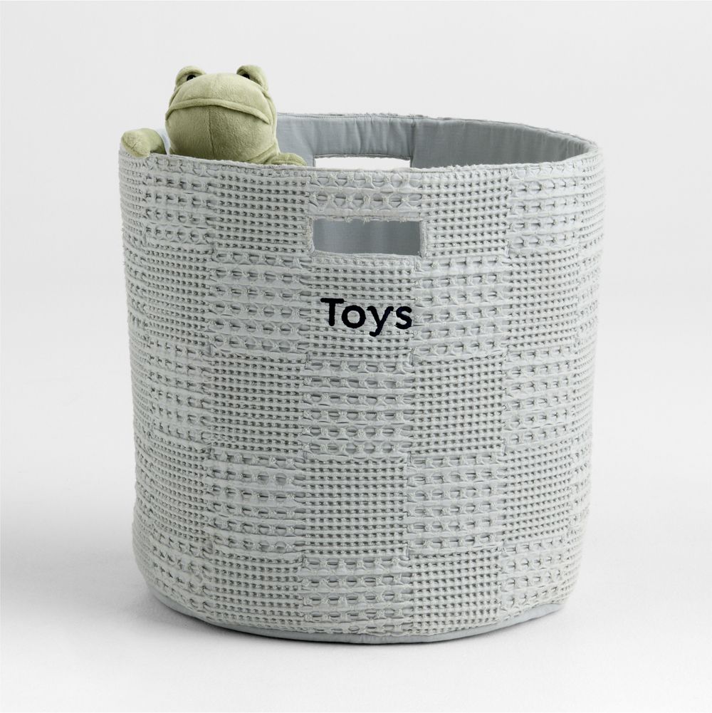 Nella Quarry Grey Organic Cotton Floor Storage Bin with Handles