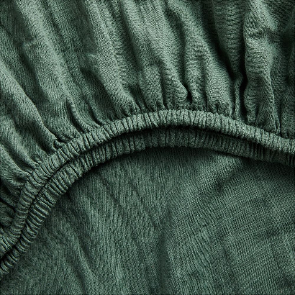 Supersoft Pine Green 100% Organic Cotton Gauze Baby Crib Fitted Sheet