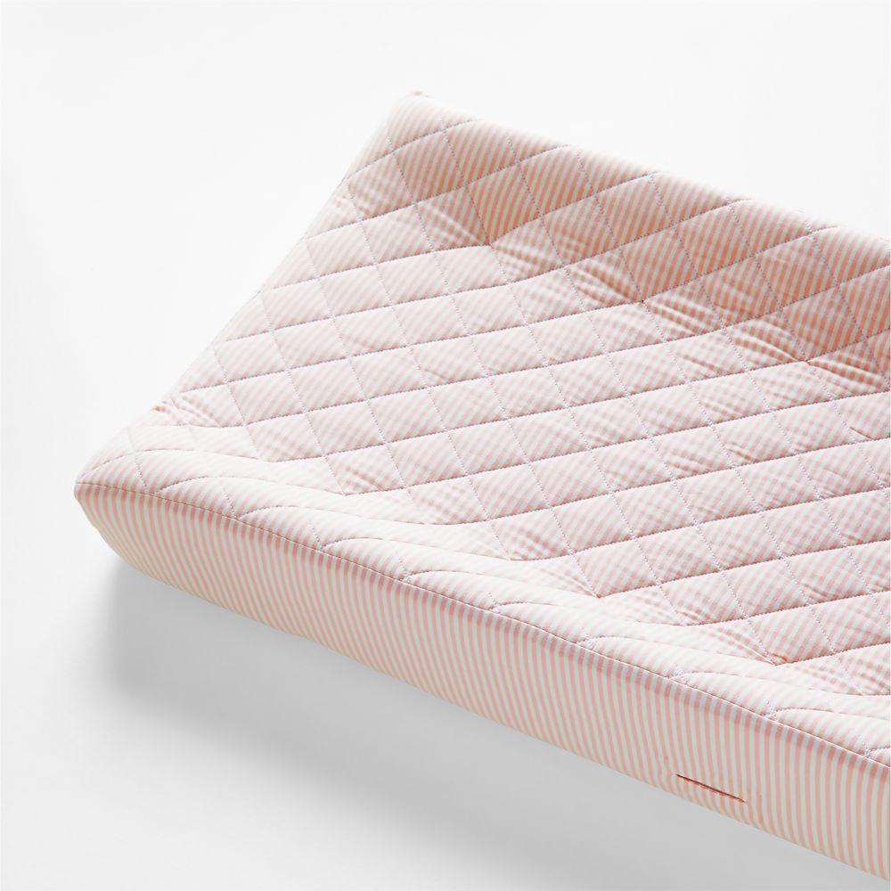 Comfy Tee Whisper Stripe Pink Organic Cotton Jersey Baby Changing Pad Cover