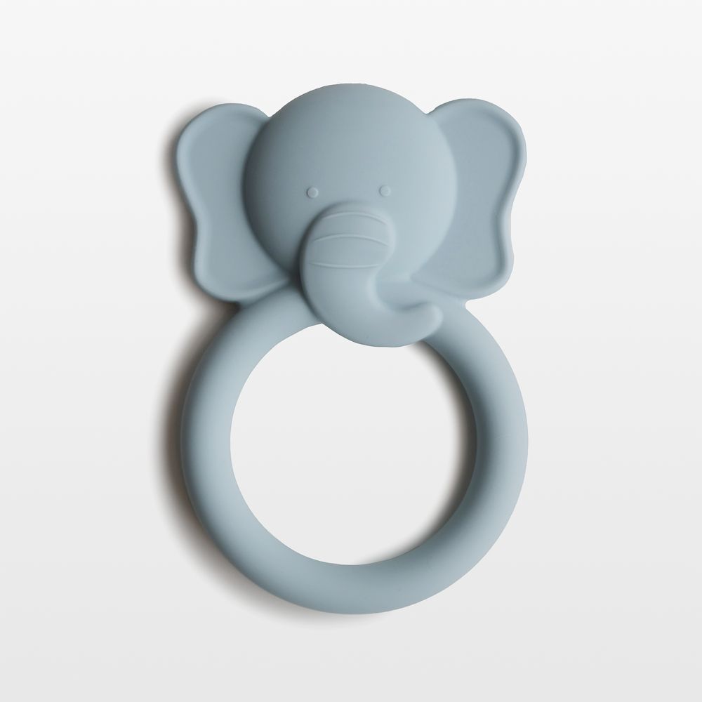 Mushie Blue Elephant Silicone Baby Teether
