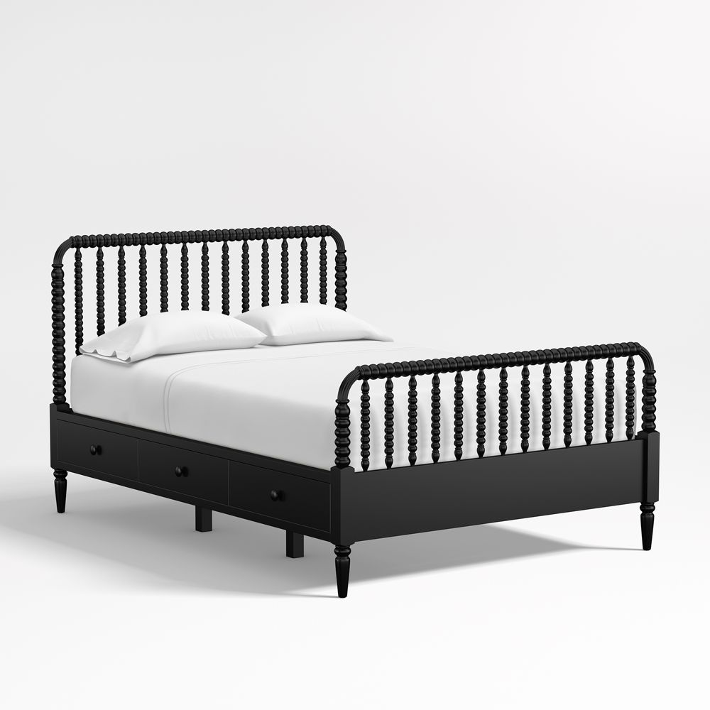 Jenny Lind Black Wood Spindle Kids Storage Bed