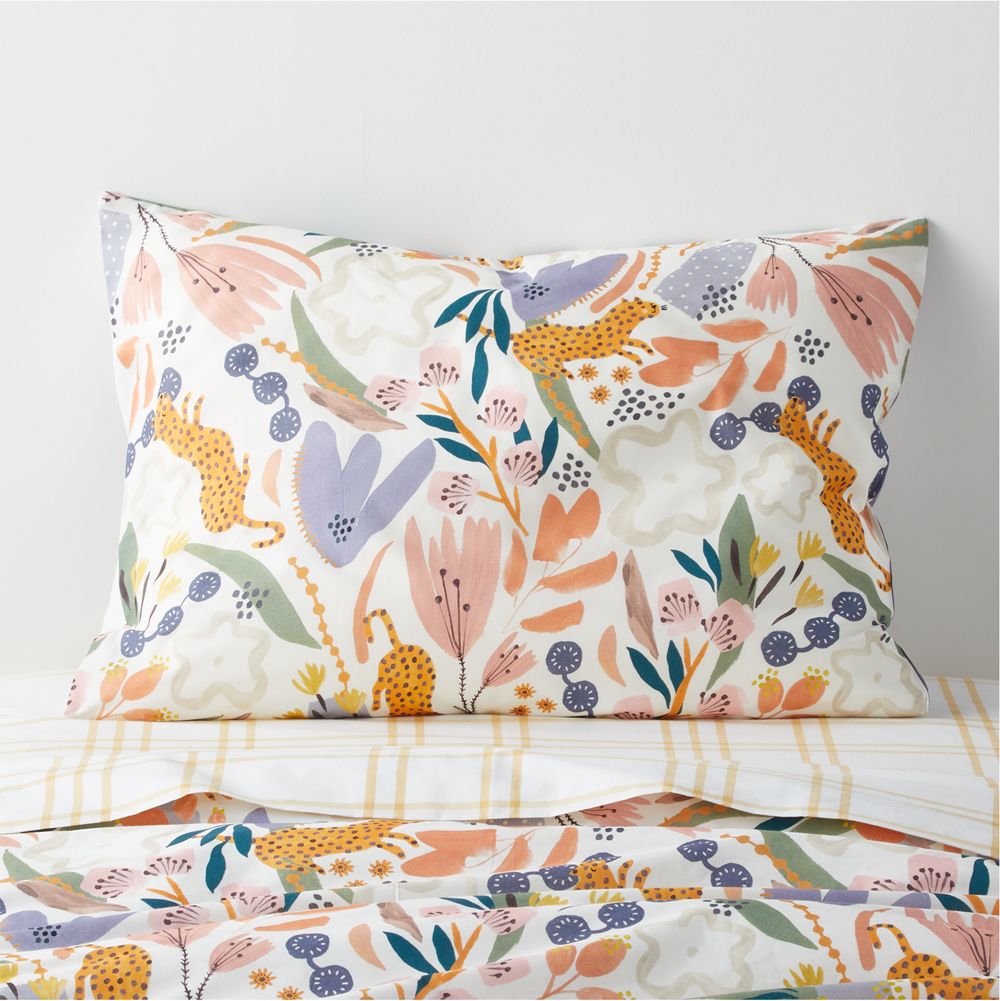 Leopard Floral Kids Organic Pillow Sham