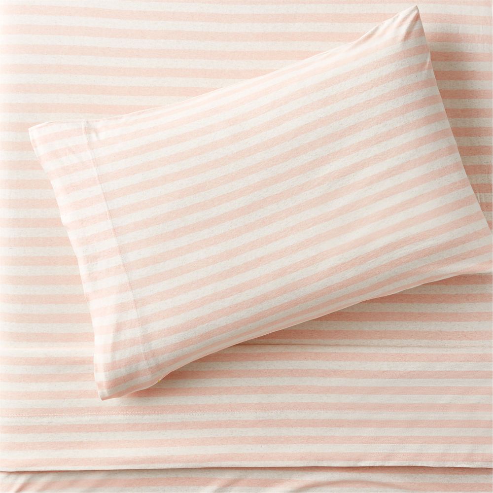 Comfy Tee Pink Stripe Organic Cotton Jersey Kids Sheet Set