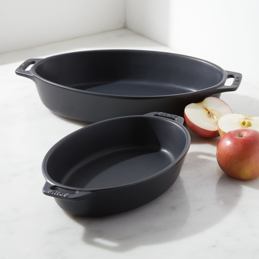Staub Matte Black 2-Piece Oval Baker Set