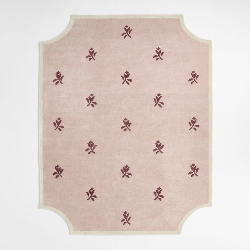 12th Street Floral Cut-Out Edges Wool and Tencel Kids Area Rug by Jeremiah Brent