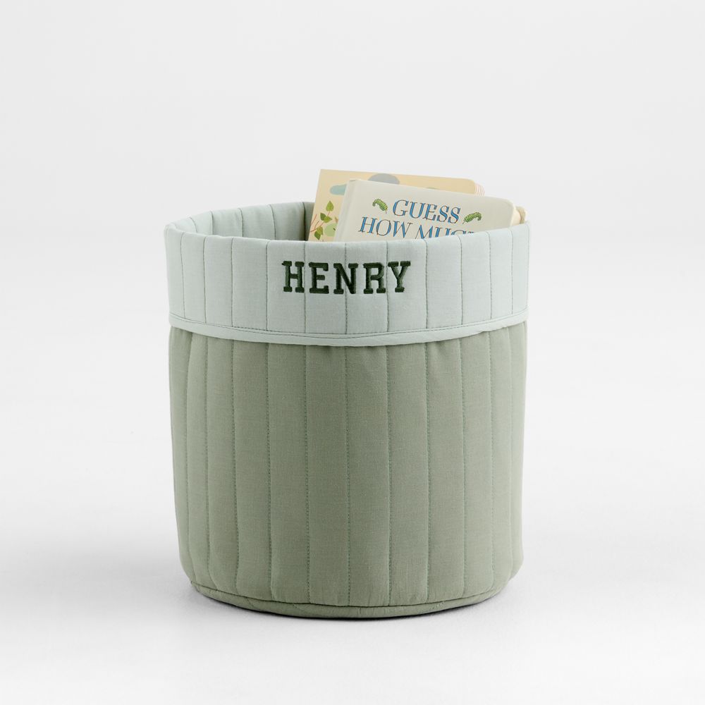 Quilted Iceberg Green Reversible Shelf Storage Bin