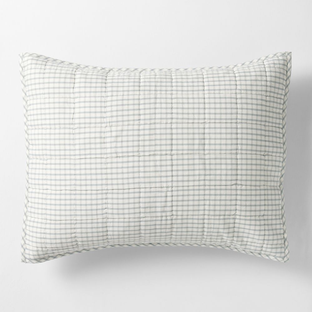 Blue Windowpane Plaid Kids Pillow Sham