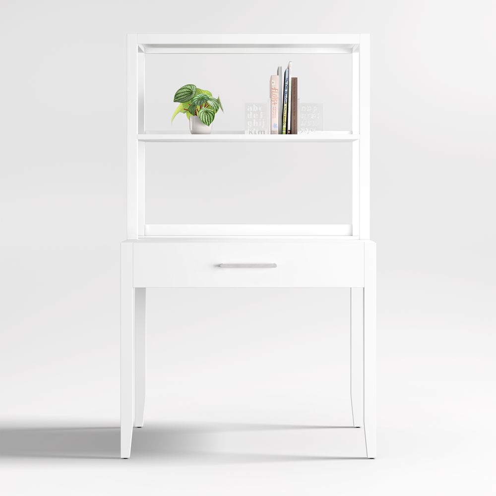 Ever Simple 36" Modular White Wood Kids Desk with Hutch