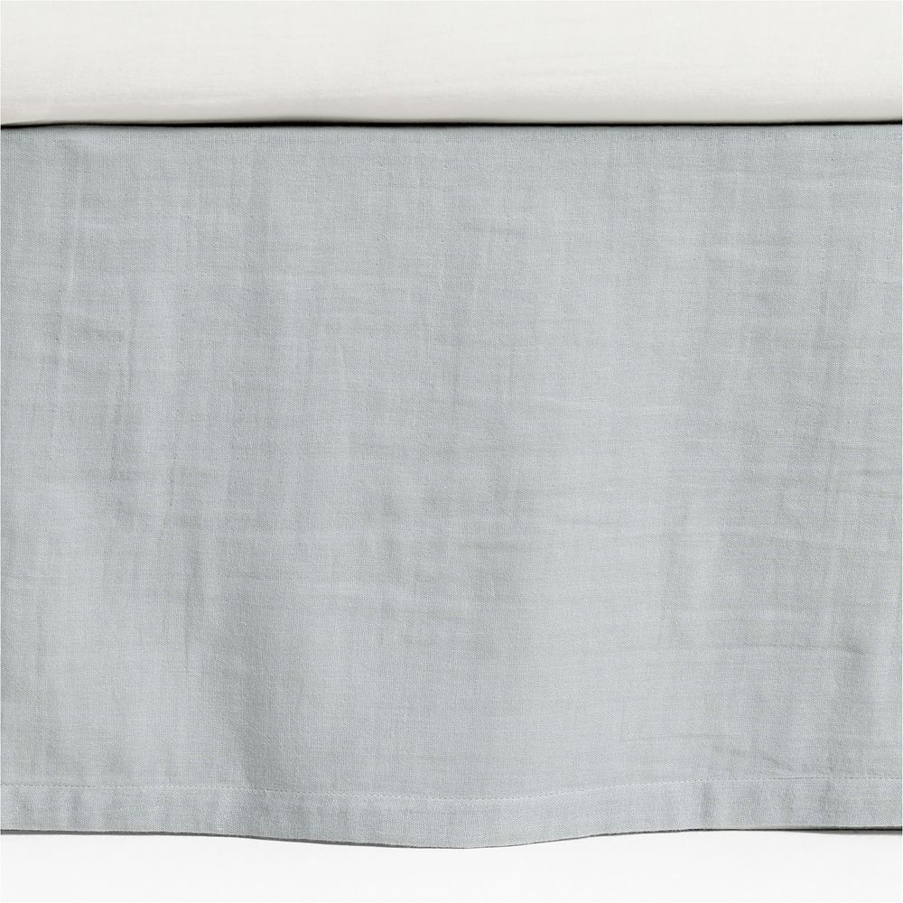 Supersoft Mist Blue Organic Cotton Gauze Baby Crib Skirt