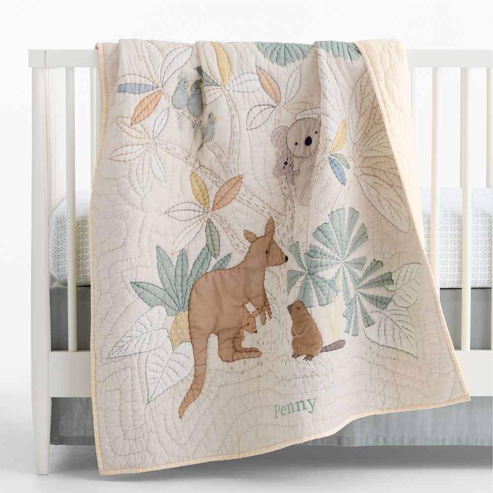 Down Under 100% Organic Cotton Baby Crib Quilt